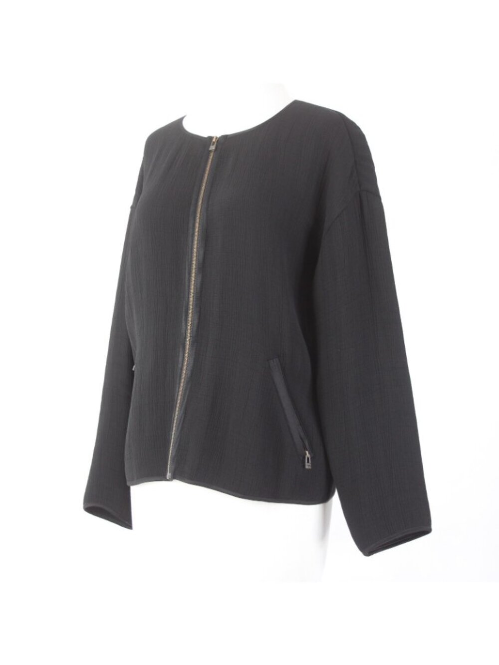 Eileen Fisher Jacket Sz SP Black Zipper Pockets Rayon Silk Spandex Jacket - Picture 4 of 10